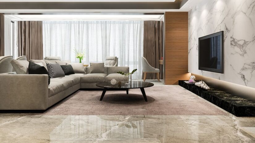 Uma nova técnica de revestimento promete reformar sua sala sem sujeira, usando placas que imitam porcelanato(Foto: Freepik)