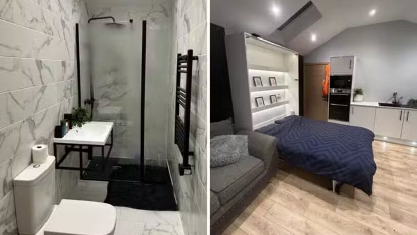 Jovem de 18 anos transformou a garagem dos pais em um apartamento completo, registrou o passo a passo no TikTok e viralizou com o resultado