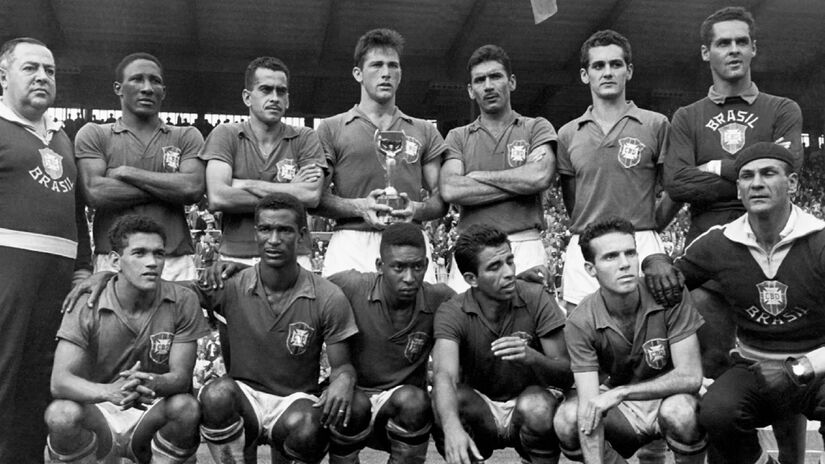 Os adversários da Seleção Brasileira na fase de grupos de 1958 foram Áustria (vitória por 3 a 0), Inglaterra (0 a 0) e União Soviética (vitória por 2 a 0) - (Divulgação/CBF)