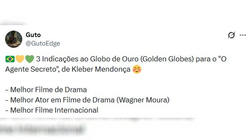 Alguns internautas ficaram indignados com a falta de Kleber Mendonça Filho nas indicações de melhores diretores | Reprodução/X