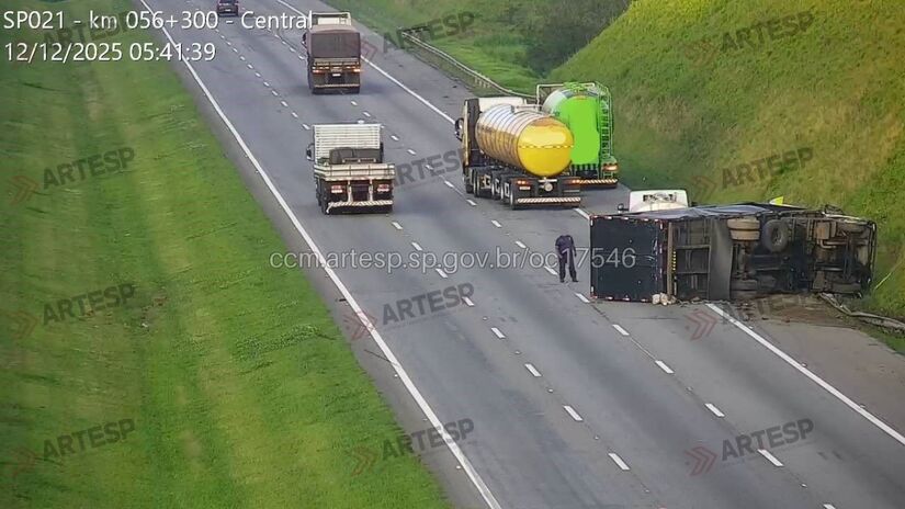 Imagens do momento antes da via ser obstruída | Divulgação/Artesp