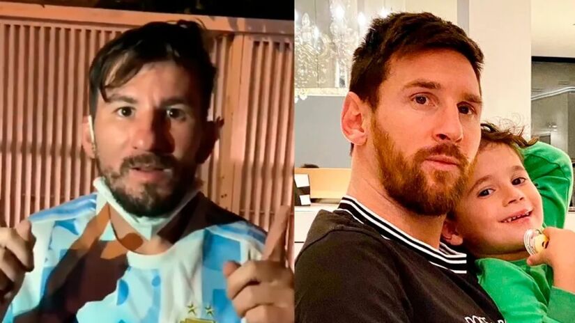 Paulo Vitor (à esquerda) se define como sósia do jogador argentino Messi  Foto: Reprodução/Instagram