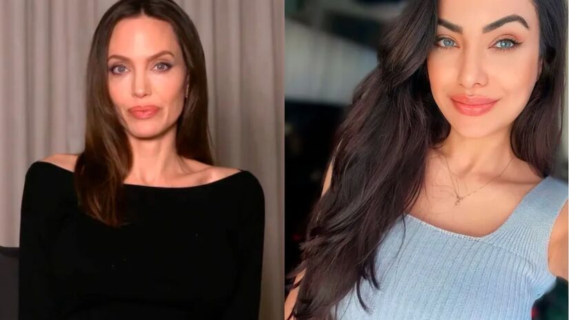 Angelina Jolie e a sósia brasileira Sheila Lima  Foto: Reprodução/Instagram