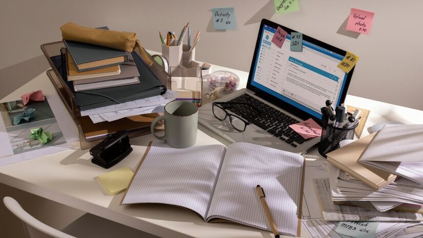 A linha entre bagunça produtiva e alerta para a saúde mental é tênue, por isso vale observar como você se sente no próprio espaço de trabalho (Fotos: Freepik)