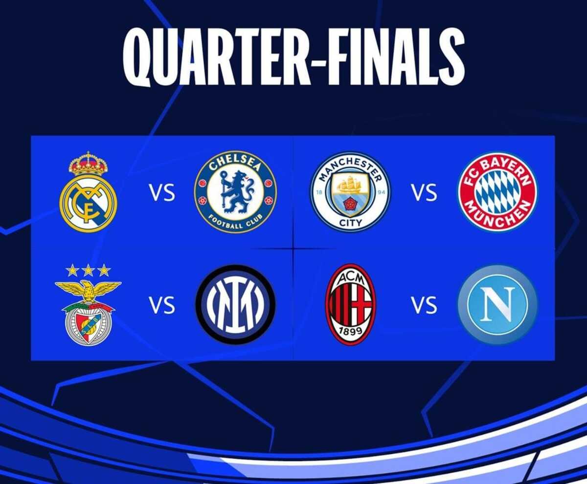 Confrontos das quartas da Champions estão definidos; favoritos se