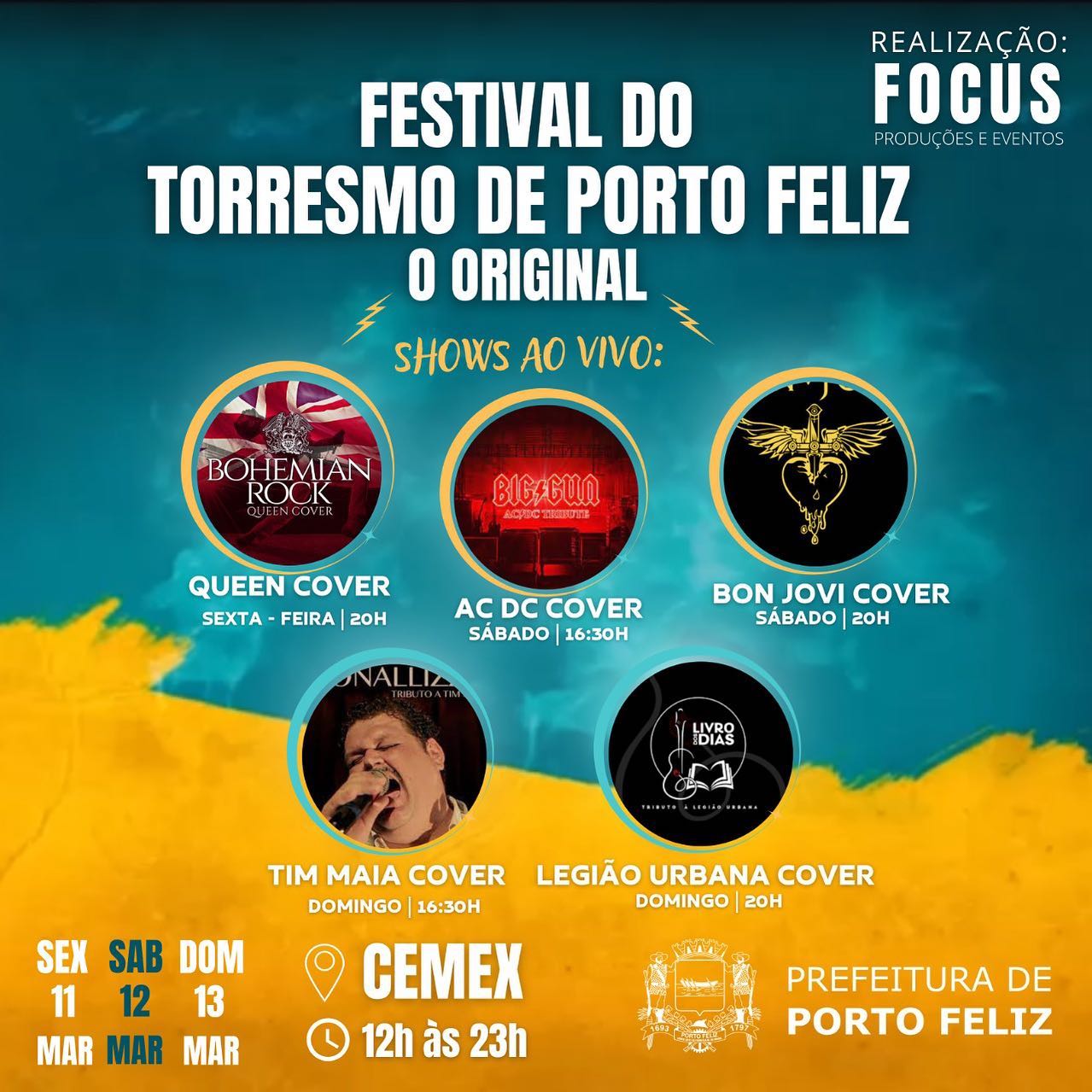 Programação de shows no Festival do Torresmo em Porto Feliz