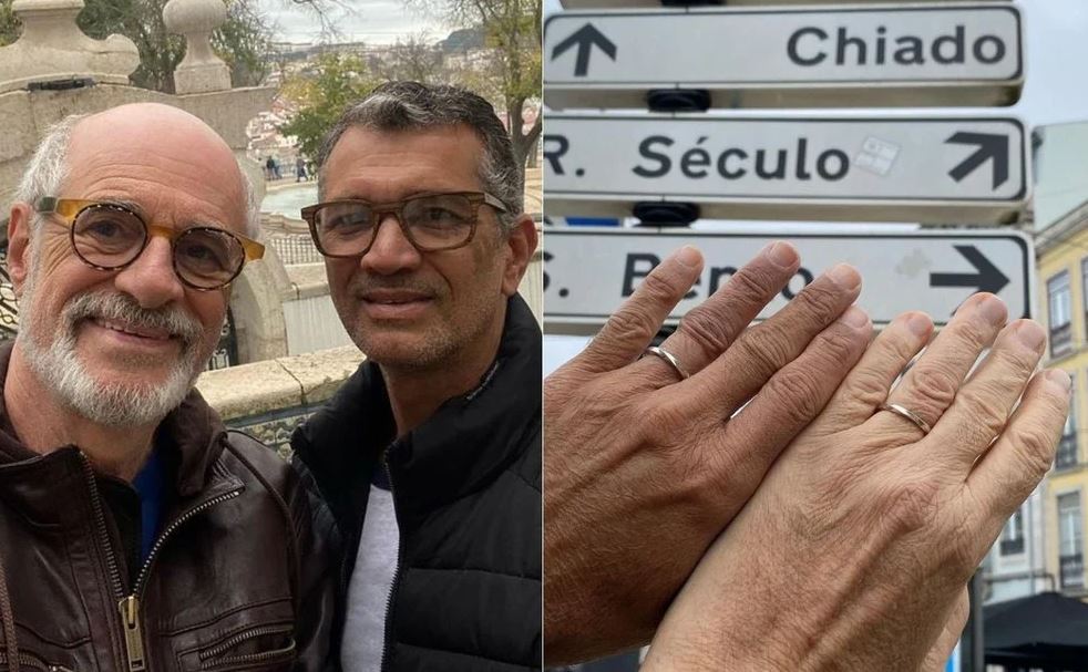 Marcos Caruso se casa com o namorado aos 70 anos em Portugal