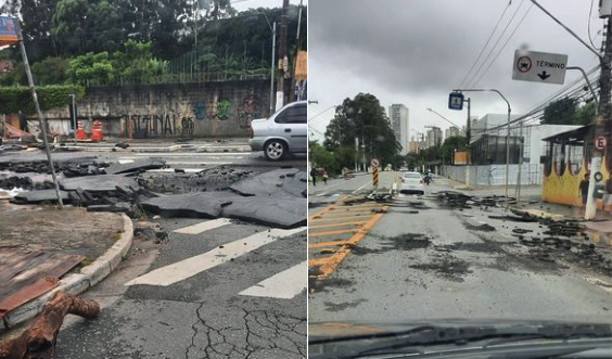 Foto publicada por morador da região no Facebook mostra situação da av. Corifeu no dia 19 de fevereiro, após as chuvas