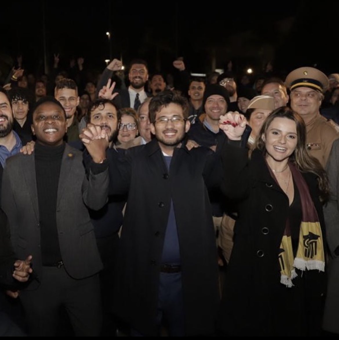 Guto Zacarias, Kim Kataguiri e Amanda Vettorazzo durante prévias do MBL