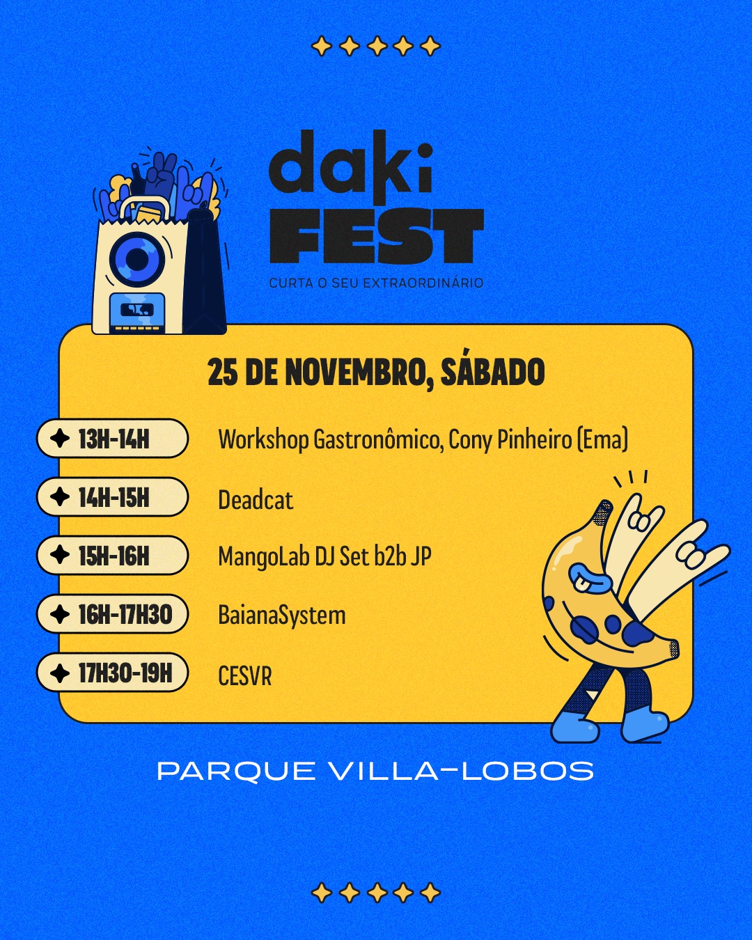 Programação do dia 25 de novembro 