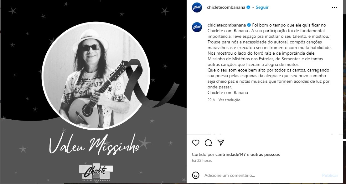 Banda Chiclete com Banana presta homenagem a Missinho