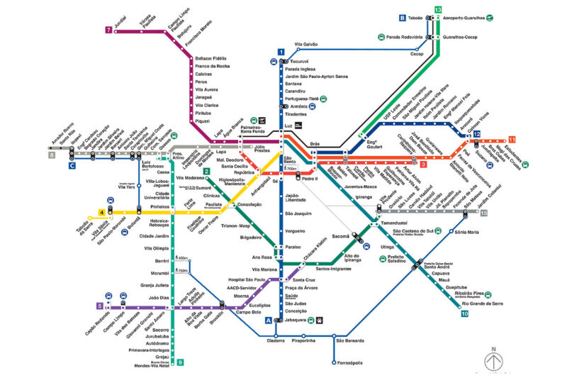 Mapa Metroferroviário de São Paulo