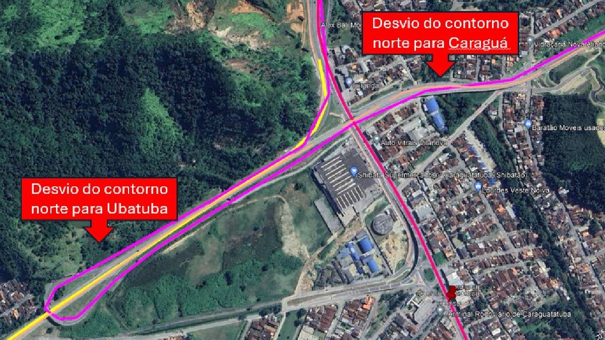 Desvios para os dias de obra da rodovia dos Tamoios