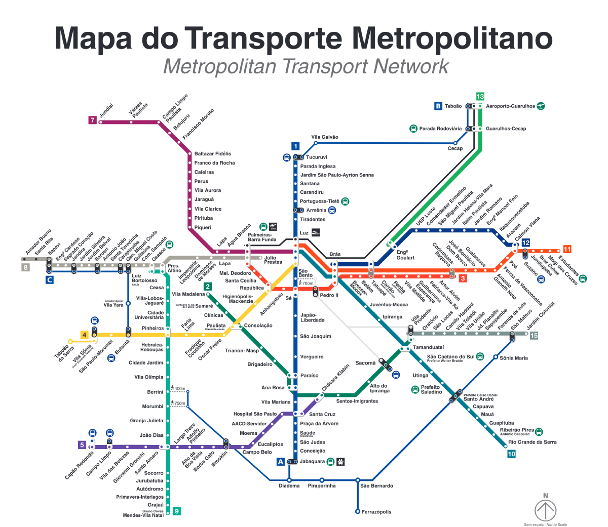 Mapa do Metrô de SP 2024