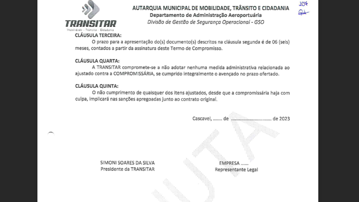 Documento estava sem assinatura e sem data