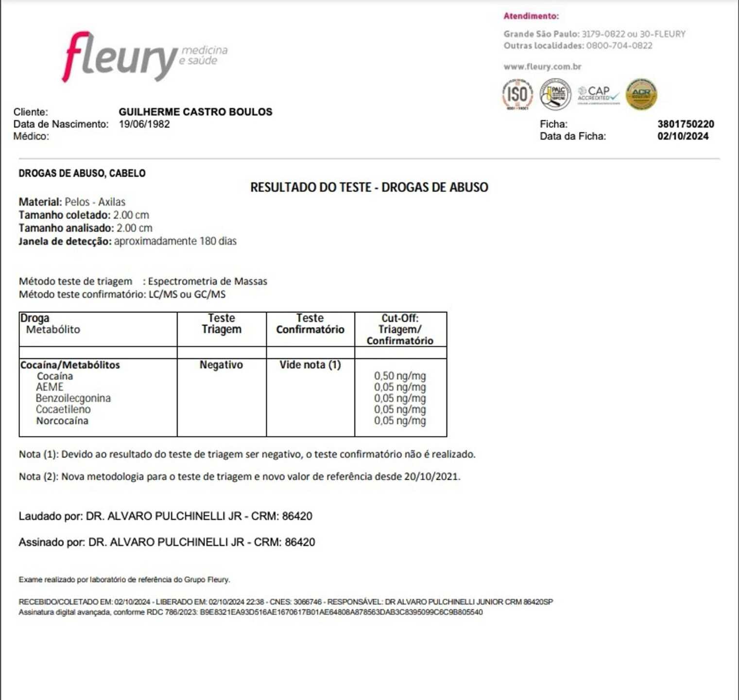 Exame do laboratório Fleury divulgado por Boulos durante debate da TV Globo