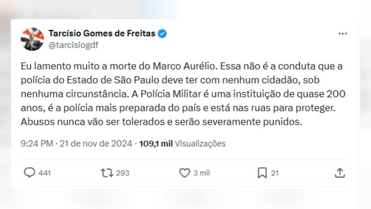 Pronunciamento ocorreu na noite de quinta-feira (21/11), em suas redes sociais, após mais de 12 horas do ocorrido