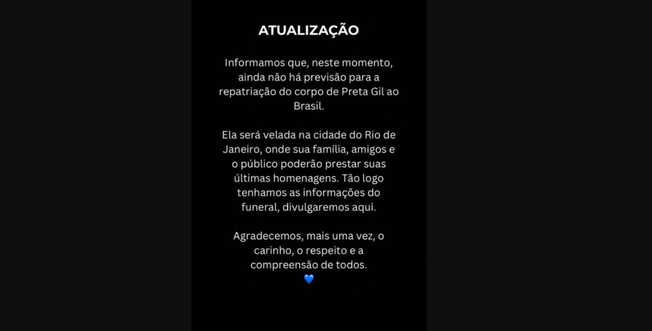 Família publicou nota no Instagram