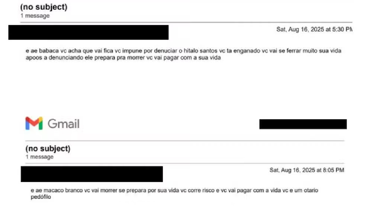 Felca recebeu dois e-mails com teor de ameaça no último sábado (16/8)