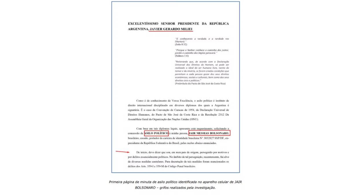 Bolsonaro pediria asilo político na Argentina, segundo rascunho encontrado pela PF