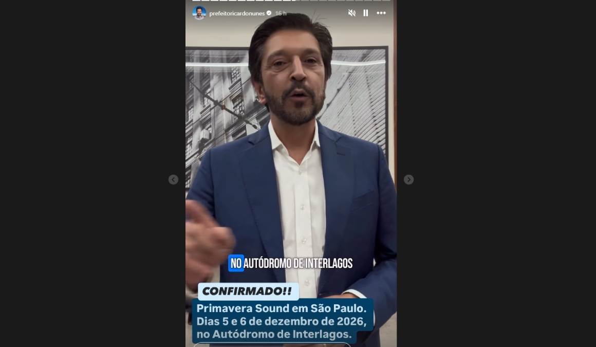 Ricardo Nunes confirmou festival por meio de suas redes sociais