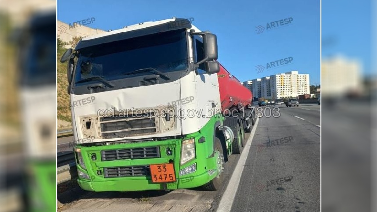 O pedestre morreu ao entrar na frente da carreta