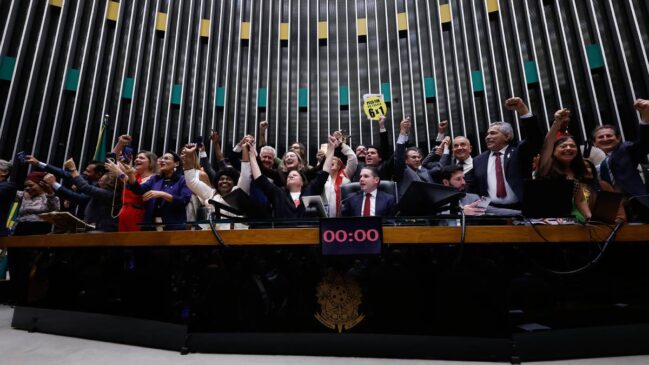Deputados e deputadas federais comemoram aprovação do fim da escala 6x1