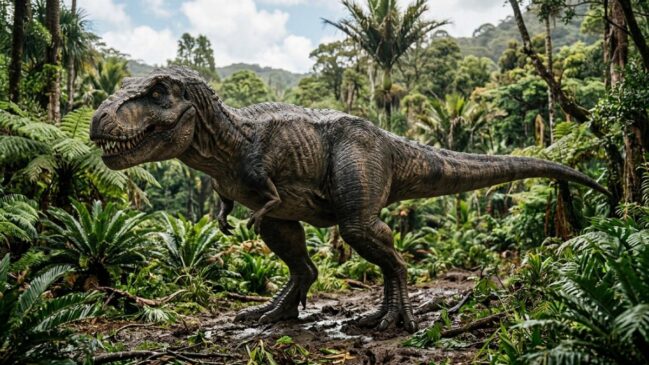 Pequenos demais para caçar, mas grandes demais para não servirem para nada. Para que serviam os braços do T. Rex? (Foto: Reprodução IA)
