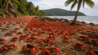 Migração de 50 milhões de caranguejos em Ilha australiana