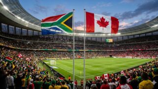 Bandeiras da África do Sul e Canadá