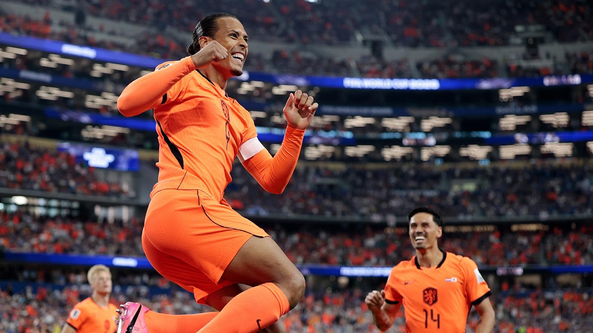 Van Dijk comemora com a seleção da Holanda na Copa do Mundo 2026
