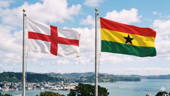 Bandeiras de Inglaterra e Gana