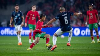 Partida amistosa de futebol masculino entre Marrocos e Paraguai