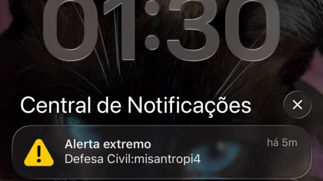 Brasileiros receberam mensagem de alerta da Defesa Civil com mensagem 'misantropia'