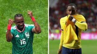 Montagem com jogadores de México e Equador