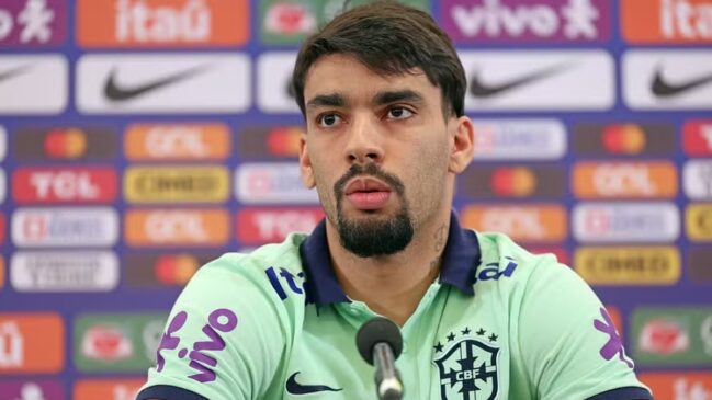Lucas Paquetá em coletiva pela seleção brasileira