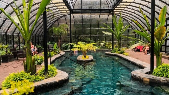 No Chile, Parque Termal Botánico oferece banhos em águas minerais certificadas pelo Ministério da Saúde do país (Foto: Reprodução YouTube)