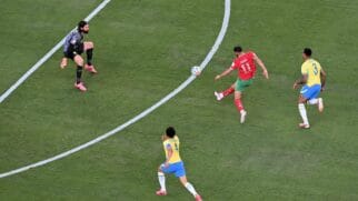 Lance do gol do Marrocos visto de cima