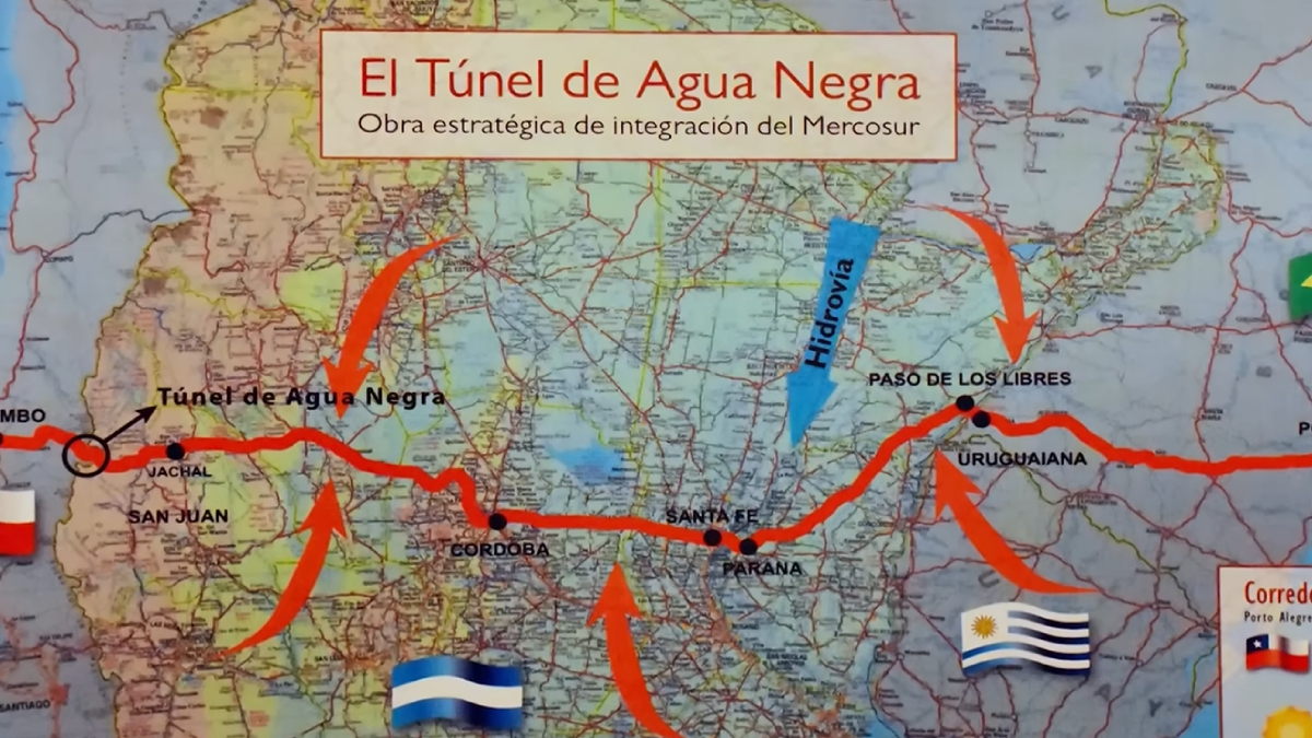 O Túnel de Água Negra ligará a província de San Juan à região chilena de Coquimbo em um dos maiores projetos binacionais da América do Sul (Reprodução: YouTube)