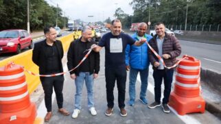 Prefeito e autoridades participam da inauguração de uma nova alça de acesso entre o Rodoanel Mário Covas e a Avenida Papa João XXIII, em Mauá