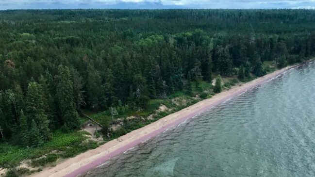 Fenômeno raro formado há milhares de anos transforma praia no Canadá em cenário de filme (Foto: Leane Summers)