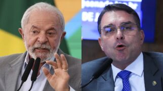 Montagem feita pela Gazeta de S.Paulo que coloca Lula e Flávio Bolsonaro lado a lado