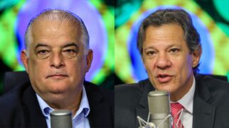 Montagem de foto com Márcio França e Fernando Haddad lado a lado