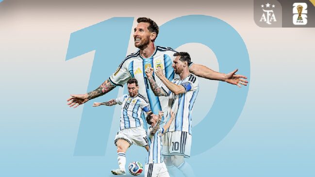 Lionel Messi em montagem pela seleção argentina