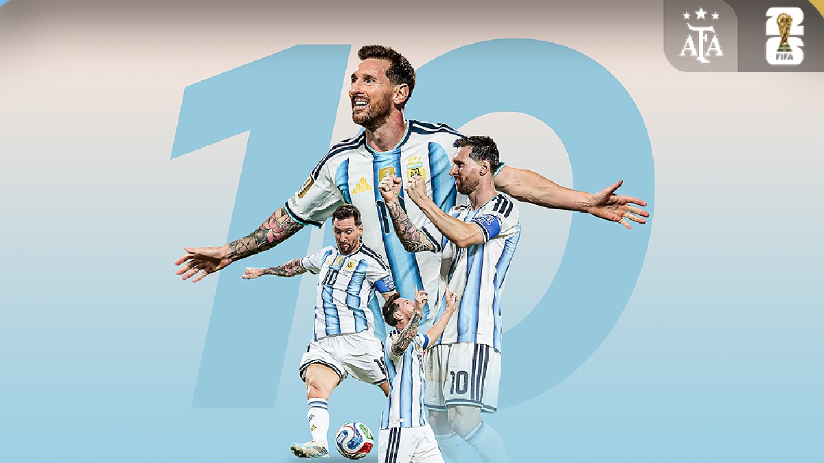 Lionel Messi em montagem pela seleção argentina