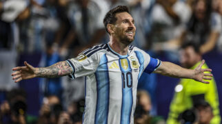 Lionel Messi em montagem pela seleção argentina
