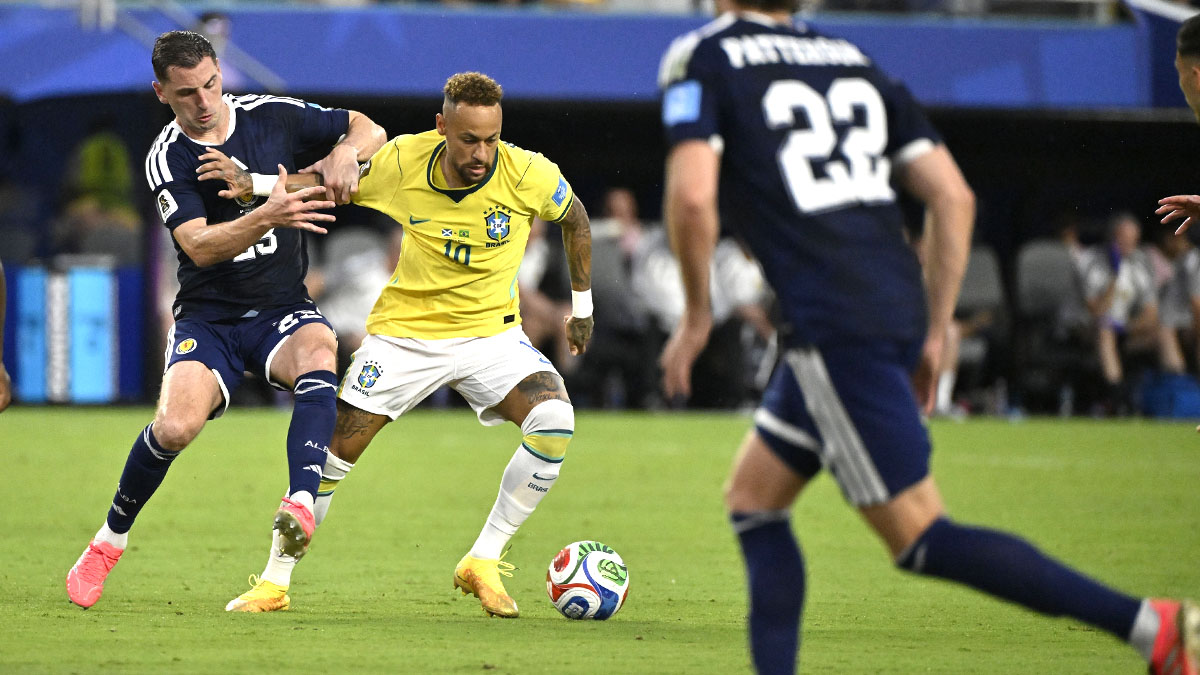 Neymar jogando na Copa do Mundo pela Seleção Brasileira