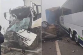 Acidente com 14 veículos deixa um morto e oito feridos em MG