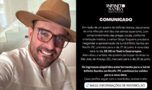 Diogo Nogueira adia shows após infecção viral afetar as cordas vocais