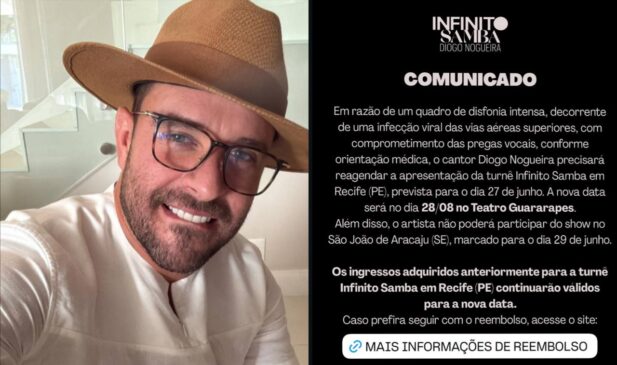 Diogo Nogueira adia shows após infecção viral afetar as cordas vocais